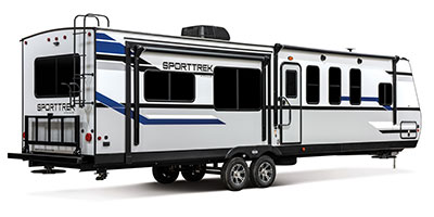 2020 Venture RV SportTrek ST342VMB Travel Trailer Exterior Rear 3-4 Door Side