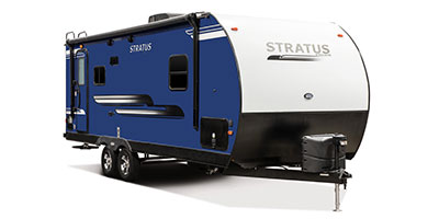 2019 Venture RV Stratus SR231VRB Travel Trailer Exterior Front 3-4 Door Side