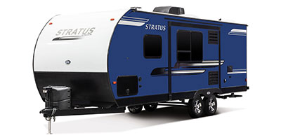 2019 Venture RV Stratus SR231VRB Travel Trailer Exterior Front 3-4 Off Door Side