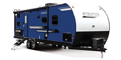 2019 Venture RV Stratus SR261VBH Travel Trailer Exterior Front 3-4 Door Side