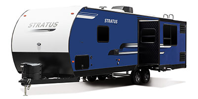 2019 Venture RV Stratus SR261VRK Travel Trailer Exterior Front 3-4 Off Door Side Slide Out