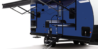 2019 Venture RV Stratus SR271VRS Travel Trailer Exterior Awning Shown in Indigo Blue