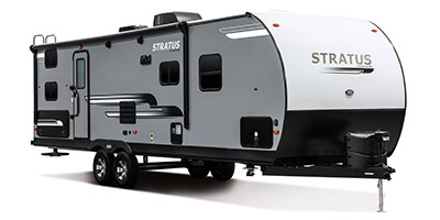 2019 Venture RV Stratus SR281VBH Travel Trailer Exterior Front 3-4 Door Side