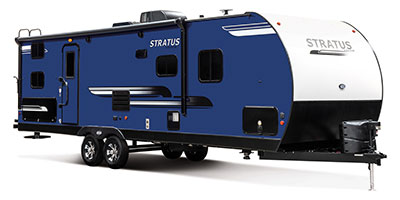 2020 Venture RV Stratus SR281VBH Travel Trailer Exterior Front 3-4 Door Side
