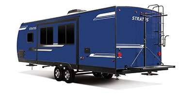 2020 Venture RV Stratus SR281VBH Travel Trailer Exterior Rear 3-4 Off Door Side