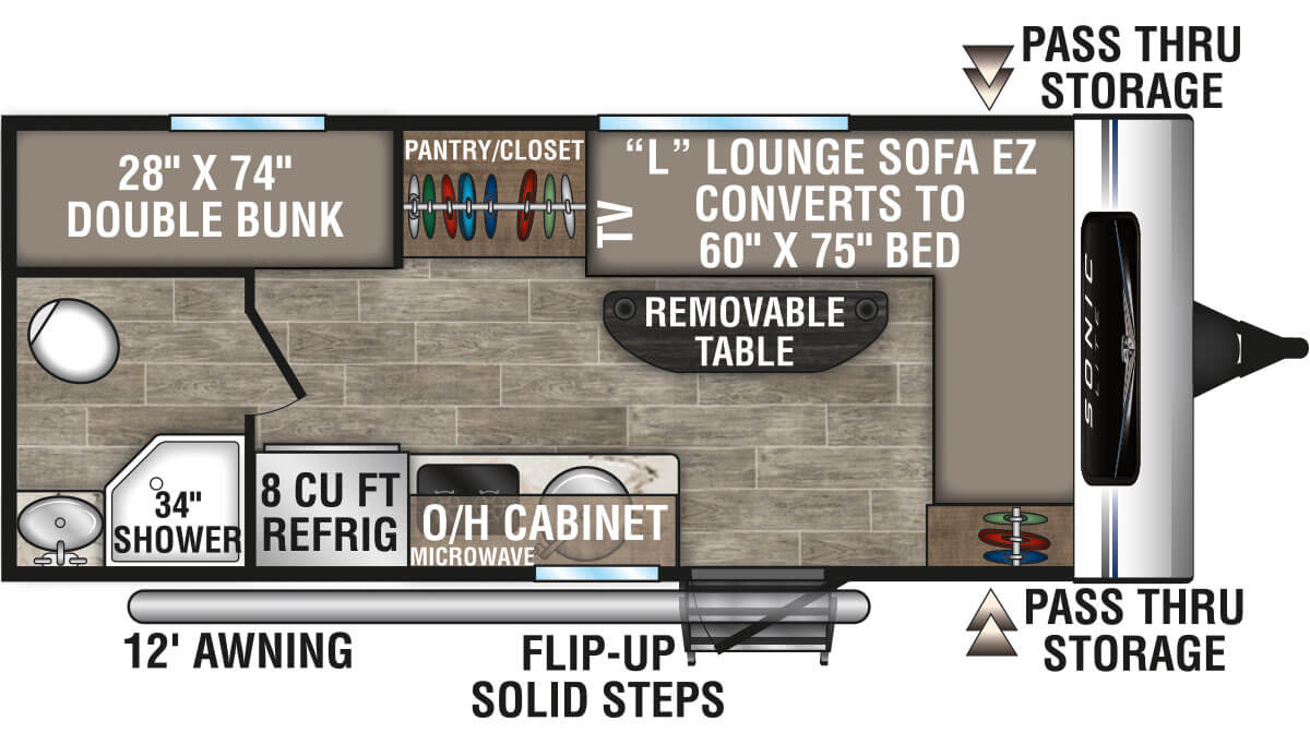 2021 Venture RV Sonic Lite SL160VBH Travel Trailer Floorplan