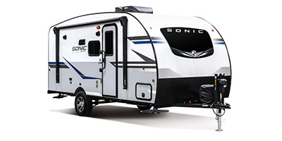 2021 Venture RV Sonic Lite SL169VUD Travel Trailer Exterior Front 3-4 Door Side