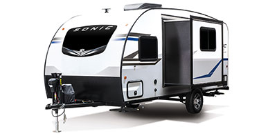 2021 Venture RV Sonic Lite SL169VUD Travel Trailer Exterior Front 3-4 Off Door Side with Slide Out