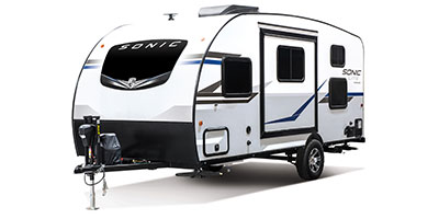 2021 Venture RV Sonic Lite SL169VUD Travel Trailer Exterior Front 3-4 Off Door Side