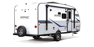 2021 Venture RV Sonic Lite SL169VUD Travel Trailer Exterior Rear 3-4 Door Side
