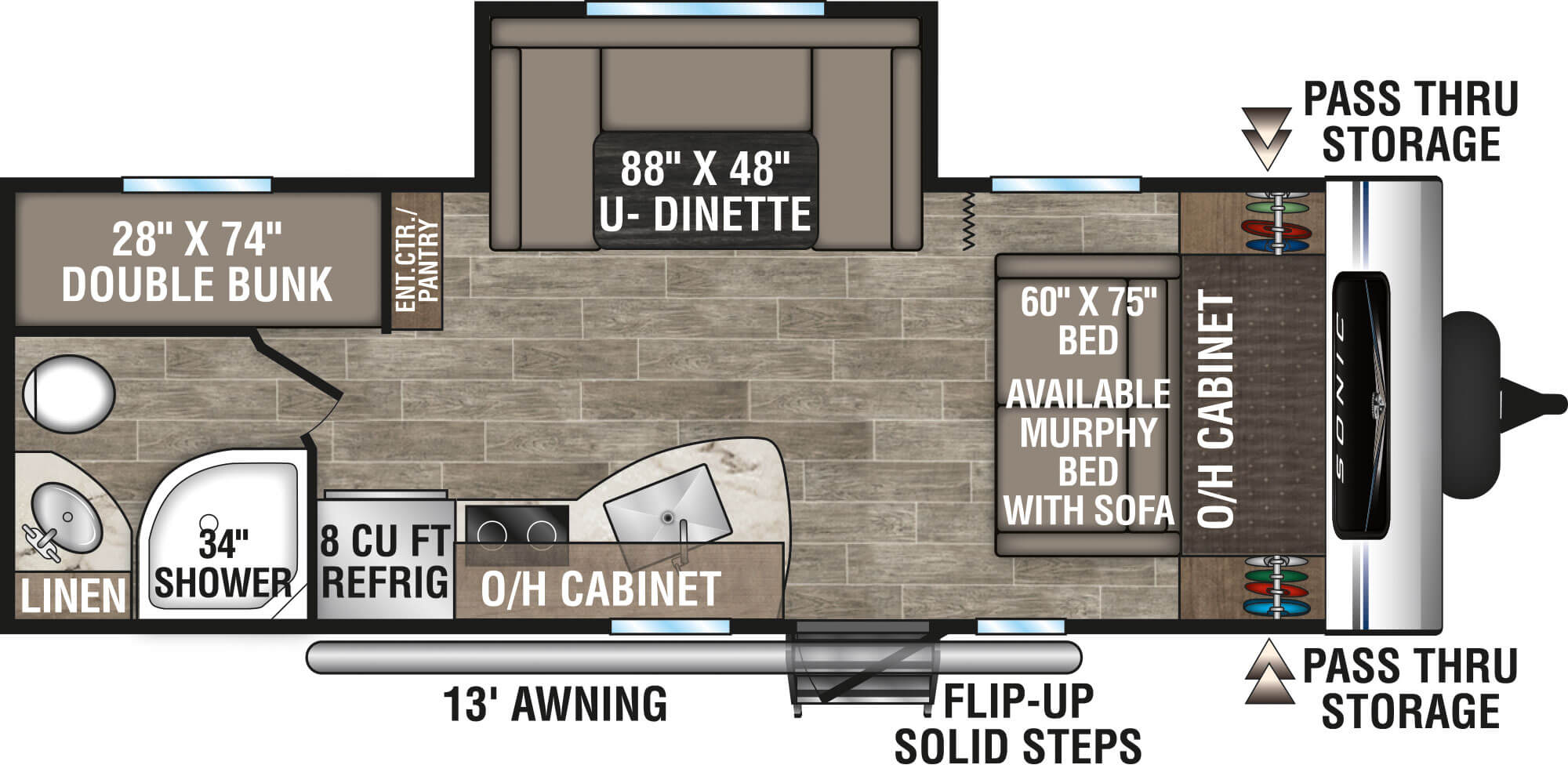 2021 Venture RV Sonic SN220VBH Travel Trailer Floorplan