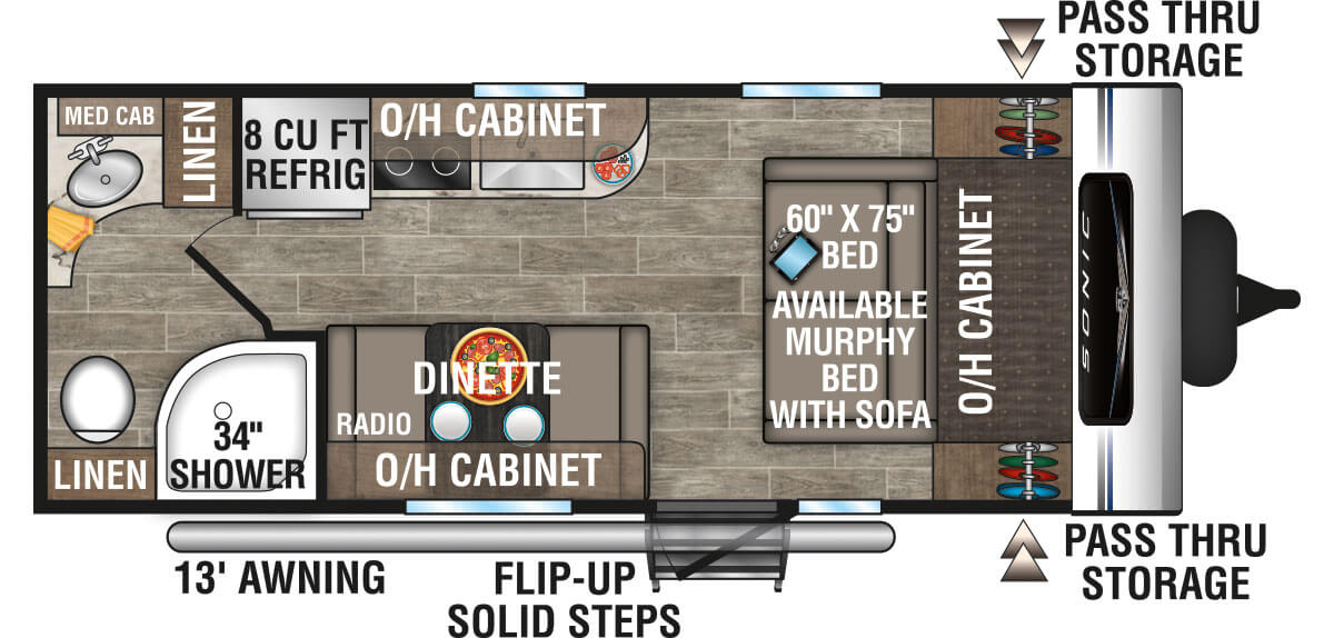 2021 Venture RV Sonic SN190VRB Travel Trailer Floorplan
