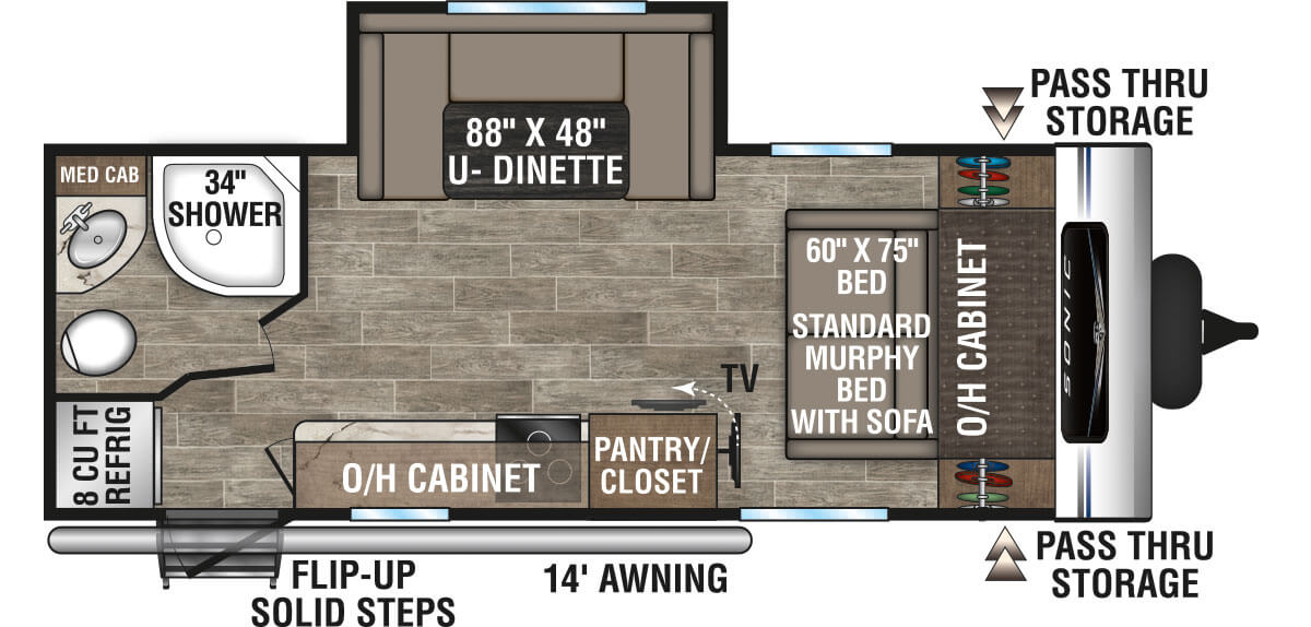 2021 Venture RV Sonic SN211VRB Travel Trailer Floorplan