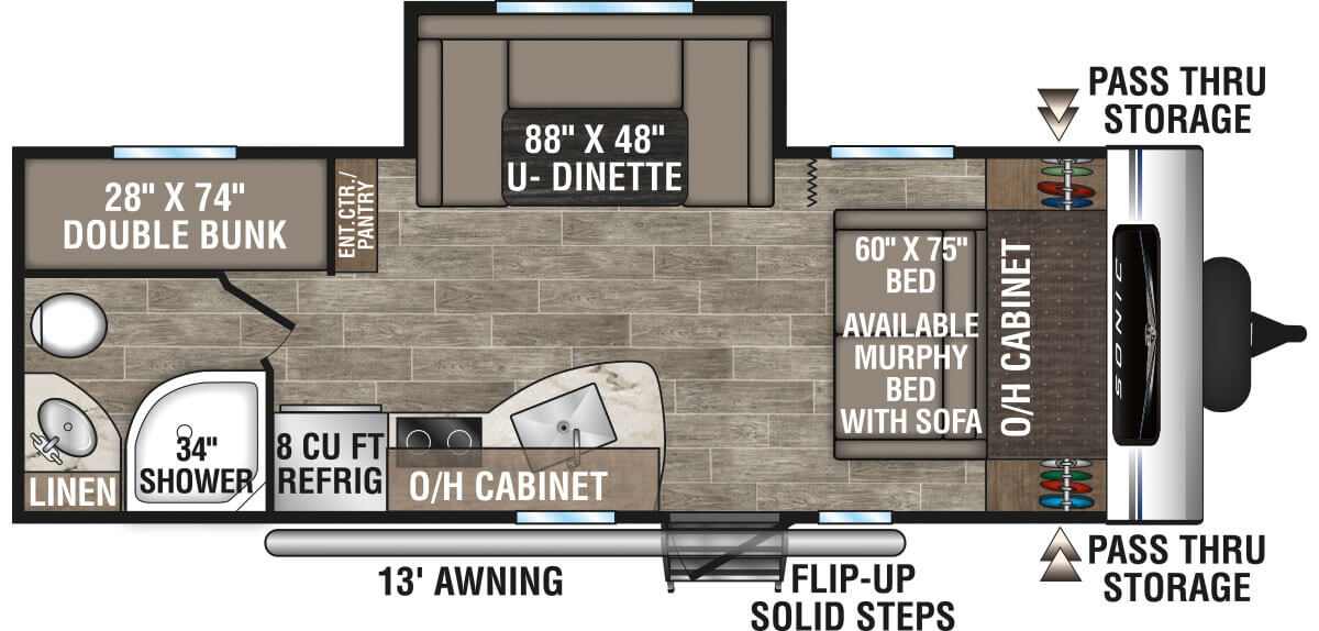 2021 Venture RV Sonic SN220VBH Travel Trailer Floorplan