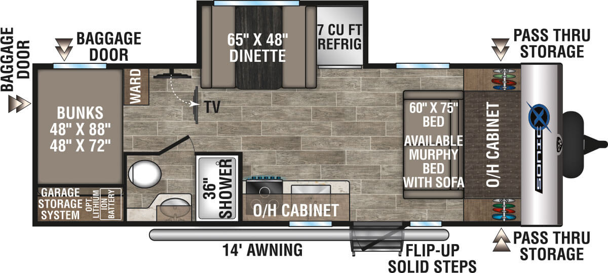 2021 Venture RV Sonic X SN211VDBX Travel Trailer Floorplan