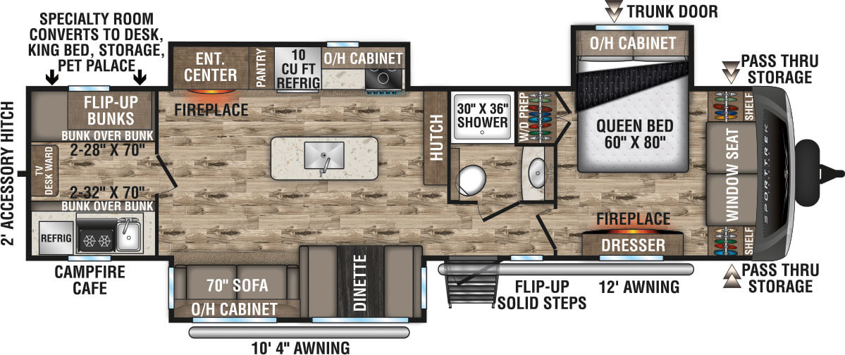 2021 Venture RV SportTrek Touring Edition STT343VIB Travel Trailer Floorplan