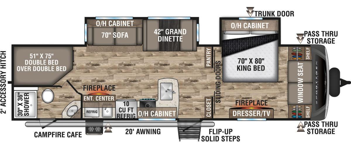 2021 Venture RV SportTrek Touring Edition STT312VBH Travel Trailer Floorplan