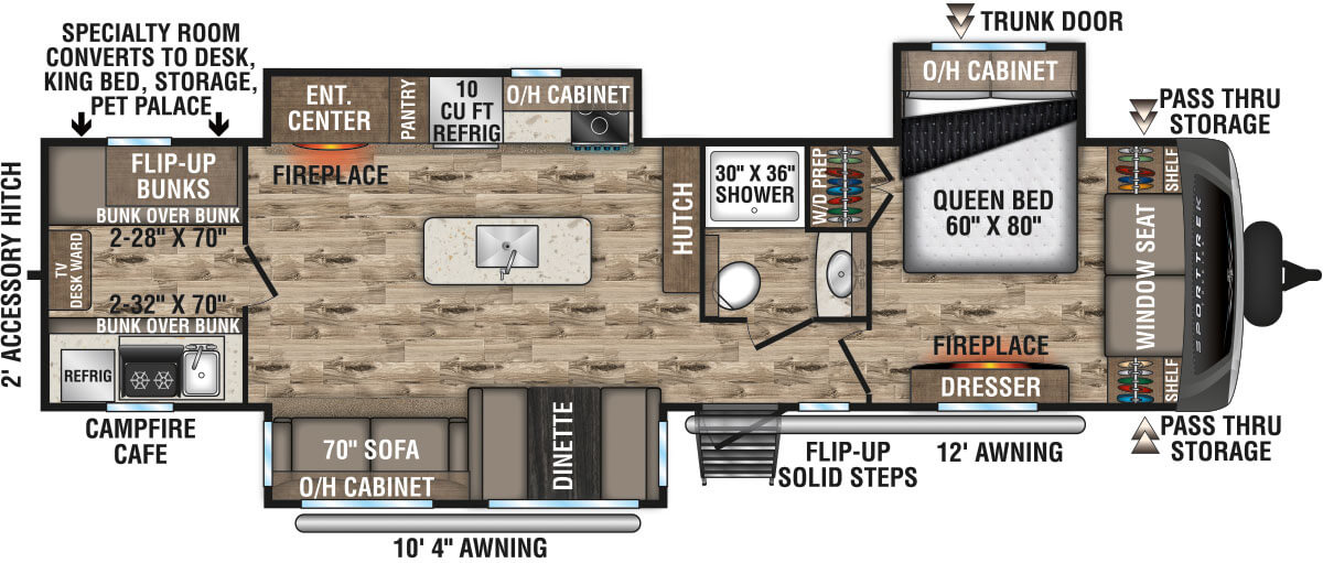 2021 Venture RV SportTrek Touring Edition STT343VIB Travel Trailer Floorplan