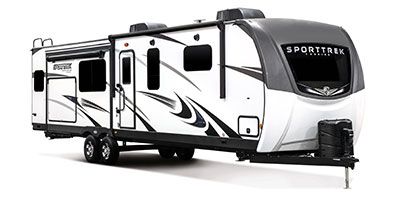 2023 Venture RV SportTrek Touring Edition STT343VIK Travel Trailer Exterior Front 3-4 Door Side