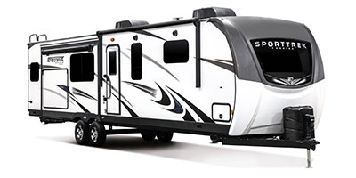 2021 Venture RV SportTrek Touring Edition STT343VIK Travel Trailer Exterior Front 3-4 Door Side