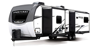 2023 Venture RV SportTrek Touring Edition STT343VIK Travel Trailer Exterior Front 3-4 Off Door Side with Slide Out