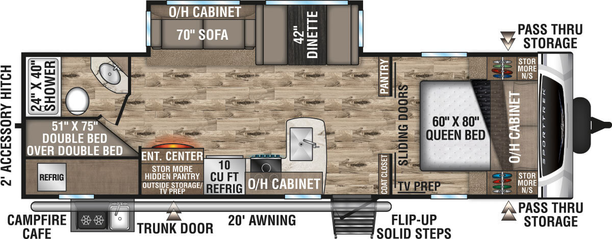 2020 Venture RV SportTrek ST281VBH Travel Trailer Floorplan