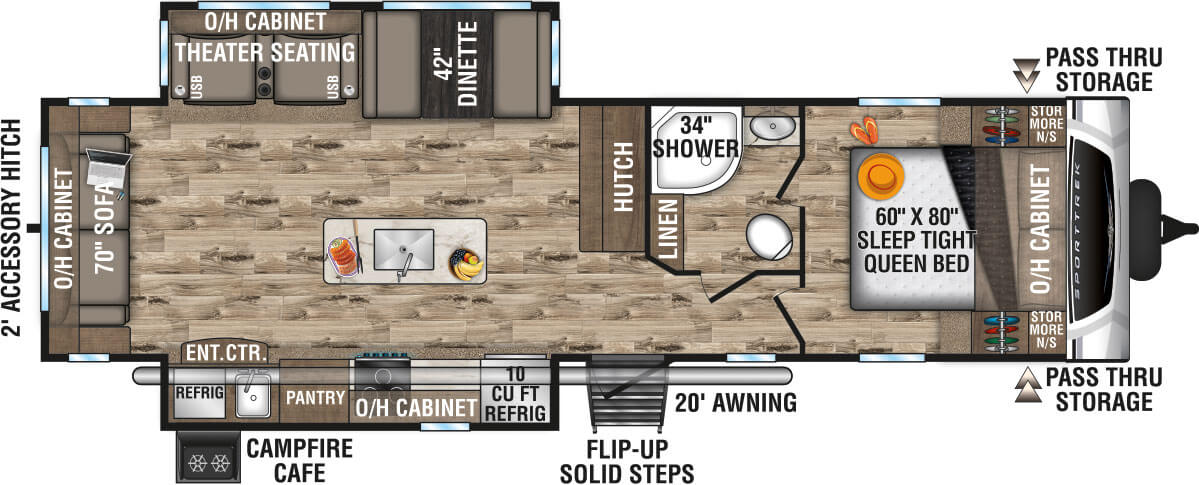 2021 Venture RV SportTrek ST312VIK Travel Trailer Floorplan