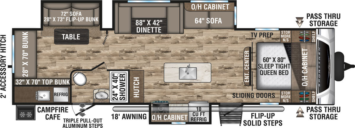 2020 Venture RV SportTrek ST320VIK Travel Trailer Floorplan