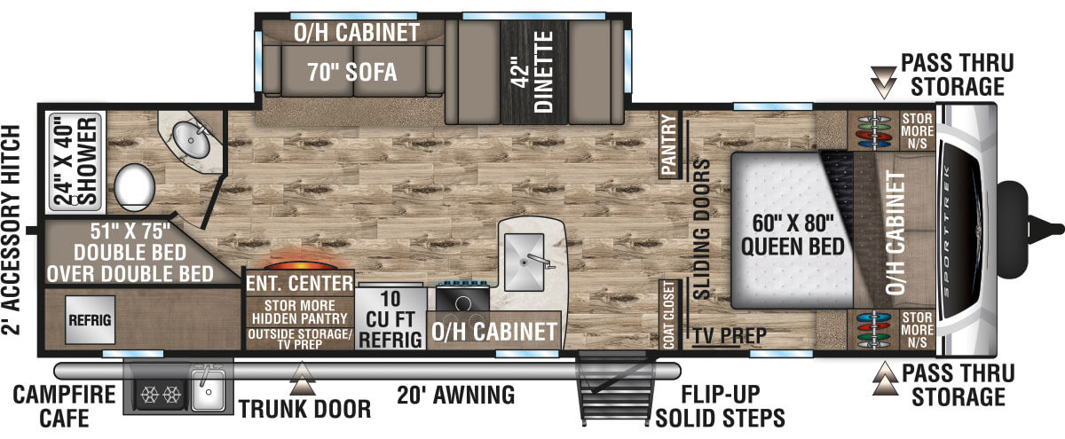 2021 Venture RV SportTrek ST281VBH Travel Trailer Floorplan