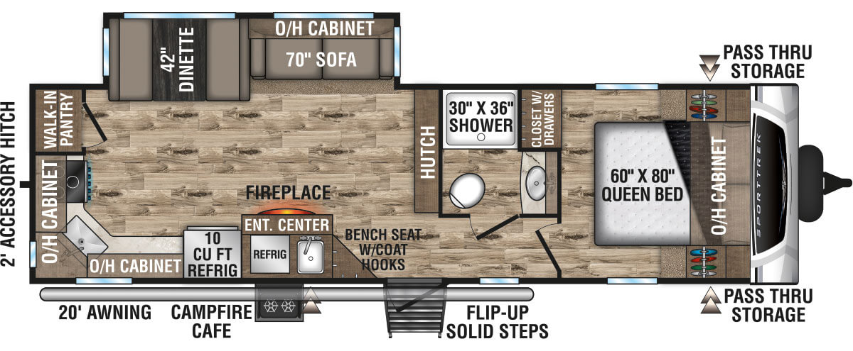 2021 Venture RV SportTrek ST291VRK Travel Trailer Floorplan