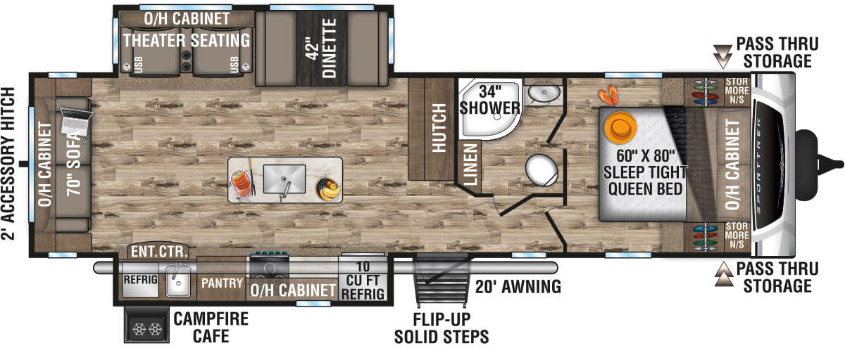 2021 Venture RV SportTrek ST312VIK Travel Trailer Floorplan