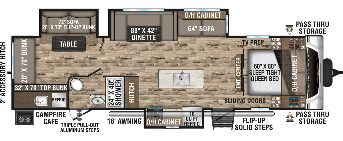 2021 Venture RV SportTrek ST320VIK Travel Trailer Floorplan