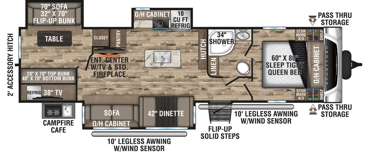 2021 Venture RV SportTrek ST327VIK Travel Trailer Floorplan