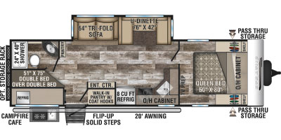 2020 Venture RV Stratus SR281VBH Travel Trailer Tri-Fold Sofa Option Floorplan