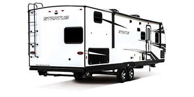 2021 Venture RV Stratus SR291VQB Travel Trailer Exterior Rear 3-4 Door Side