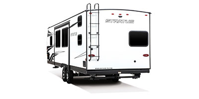 2021 Venture RV Stratus SR291VQB Travel Trailer Exterior Rear 3-4 Off Door Side