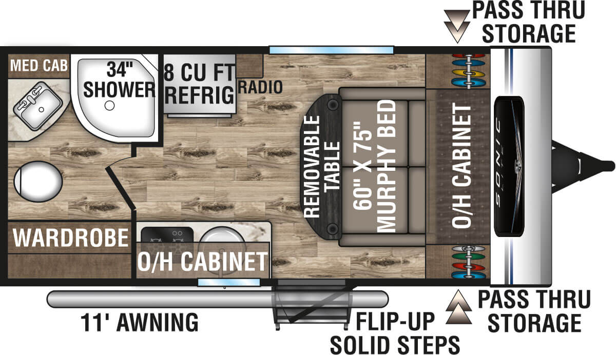 2022 Venture RV Sonic Lite SL150VRB Travel Trailer Floorplan