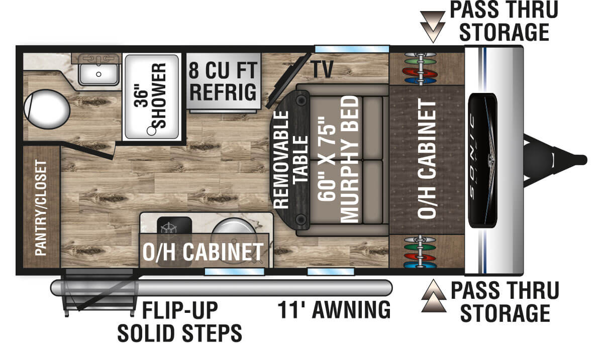 2022 Venture RV Sonic Lite SL150VRK Travel Trailer Floorplan