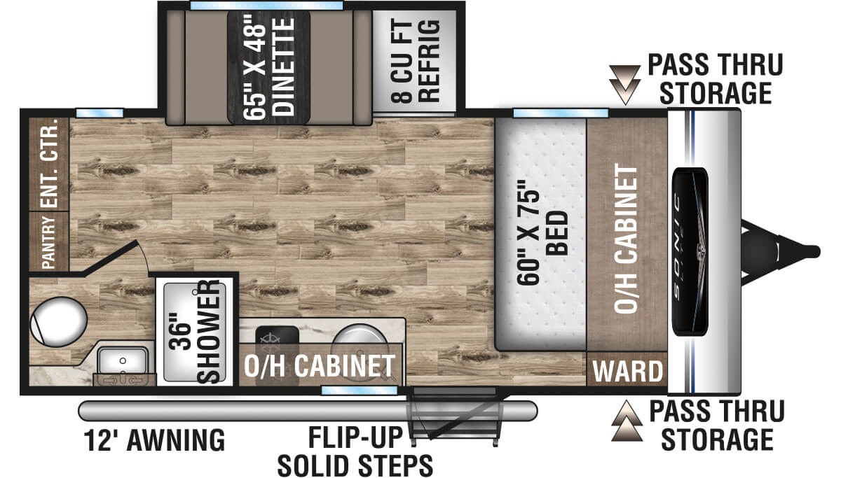 2022 Venture RV Sonic Lite SL169VMK Travel Trailer Floorplan