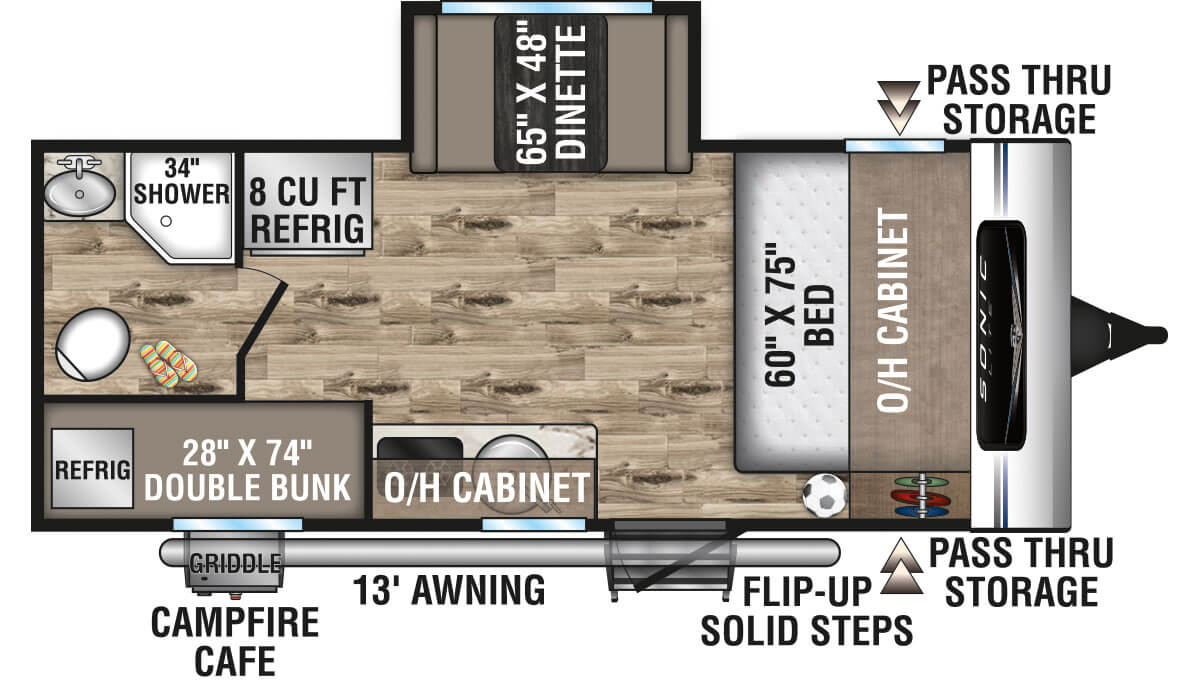 2022 Venture RV Sonic Lite SL169VUD Travel Trailer Floorplan