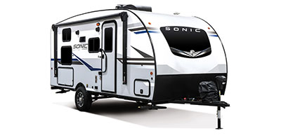 2022 Venture RV Sonic Lite SL169VUD Travel Trailer Exterior Front 3-4 Door Side Standard