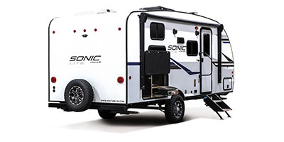 2022 Venture RV Sonic Lite SL169VUD Travel Trailer Exterior Rear 3-4 Door Side