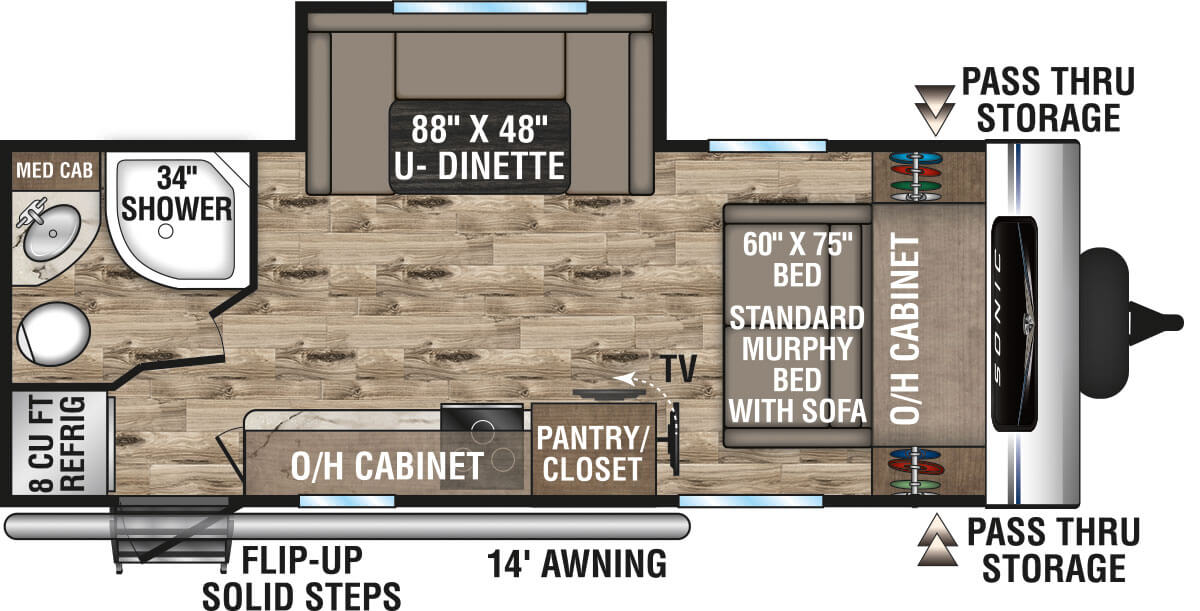 2022 Venture RV Sonic SN211VRB Travel Trailer Floorplan