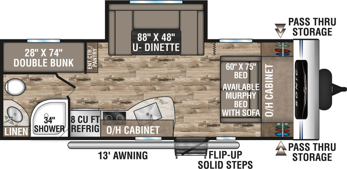 2022 Venture RV Sonic SN220VBH Travel Trailer Floorplan