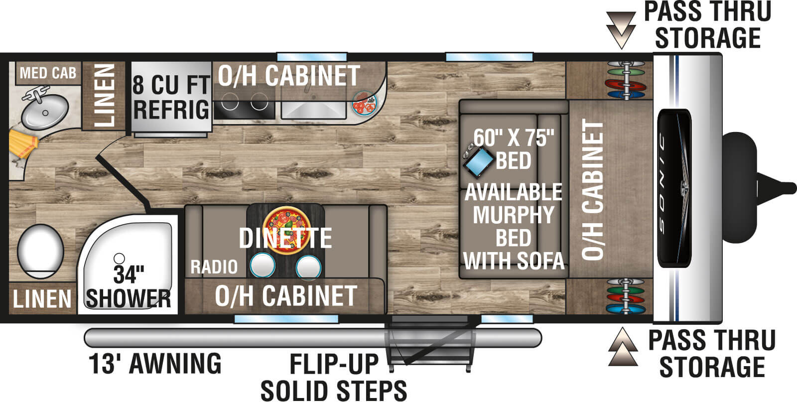 2022 Venture RV Sonic SN190VRB Travel Trailer Floorplan