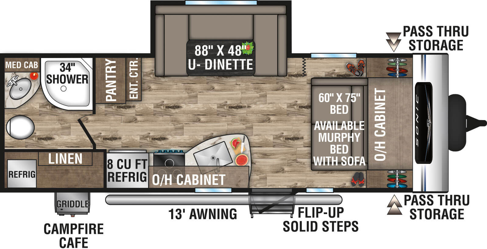 2022 Venture RV Sonic SN220VRB Travel Trailer Floorplan