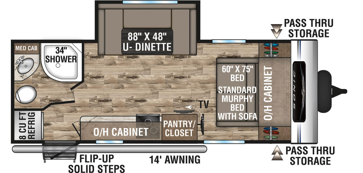 2022 Venture RV Sonic SN211VRB Travel Trailer Floorplan