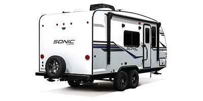 2022 Venture RV Sonic SN190VRB Travel Trailer Exterior Rear 3-4 Door Side