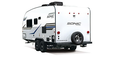 2022 Venture RV Sonic SN190VRB Travel Trailer Exterior Rear 3-4 Off Door Side
