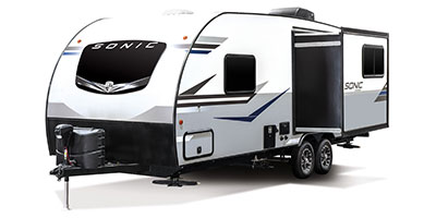 2022 Venture RV Sonic SN231VRL Travel Trailer Exterior Front 3-4 Off Door Side with Slide Out